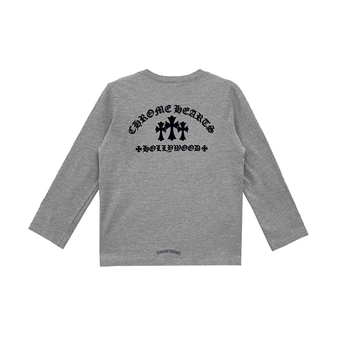 authentic grey chrome hearts long sleeve - premium designer jewelry front view