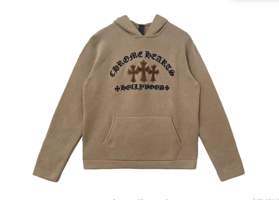 authentic chrome hearts cashmere hoodie - premium designer jewelry front view