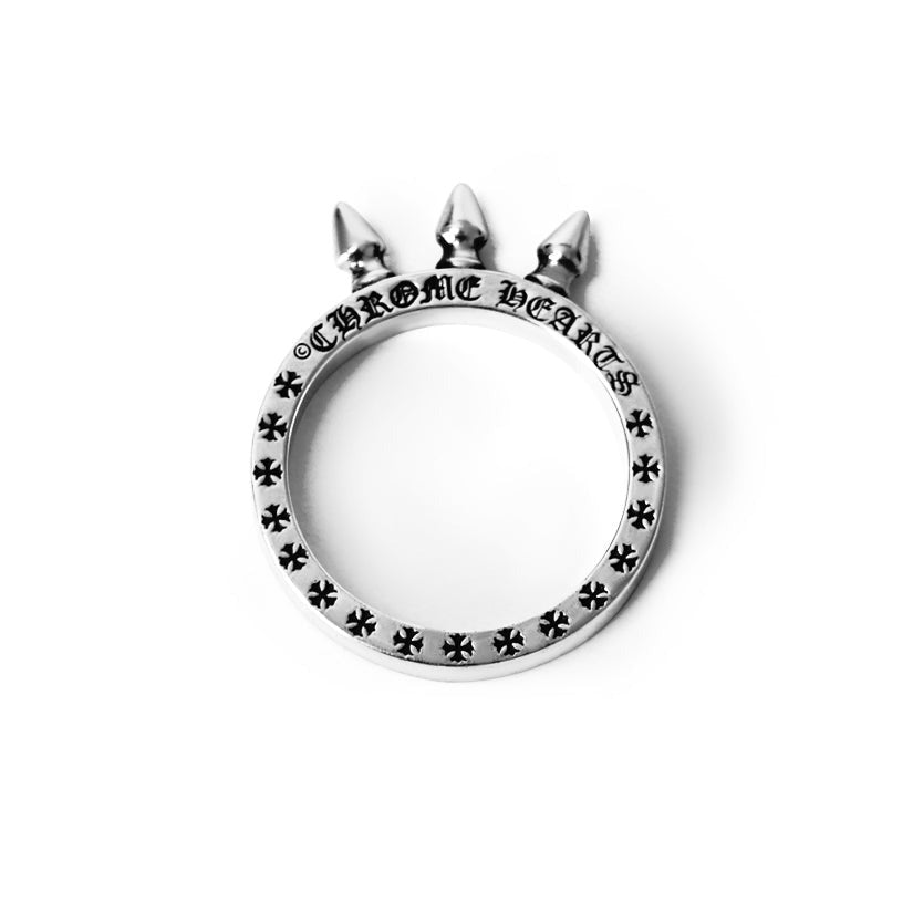 authentic triple spike ring - premium designer jewelry front view