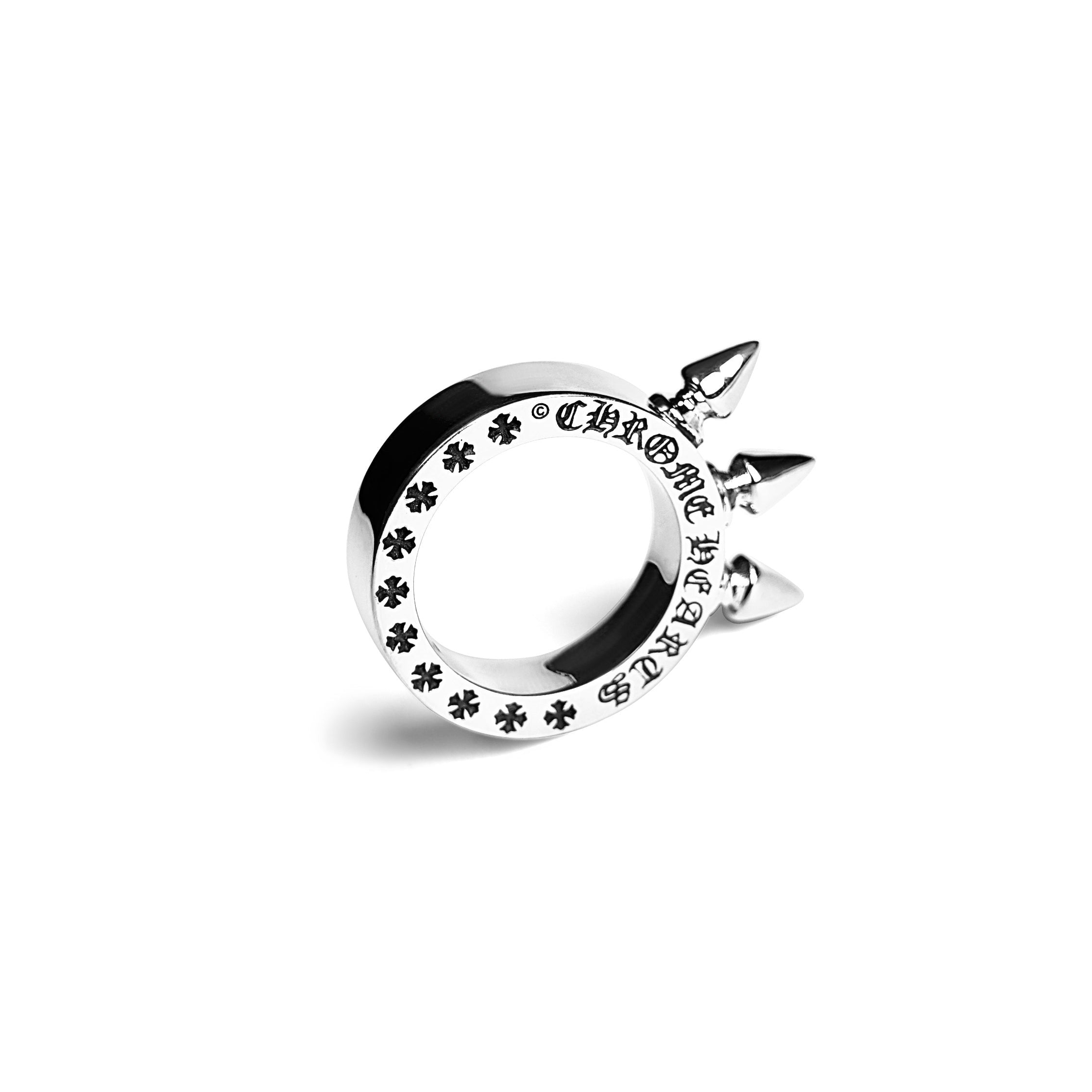 authentic triple spike ring - premium designer jewelry front view