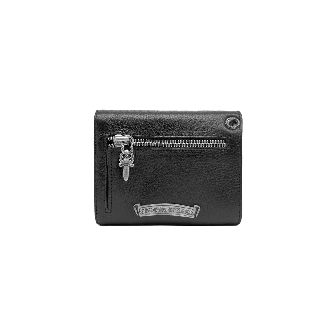 authentic chrome hearts 3 fold wallet - premium designer jewelry front view