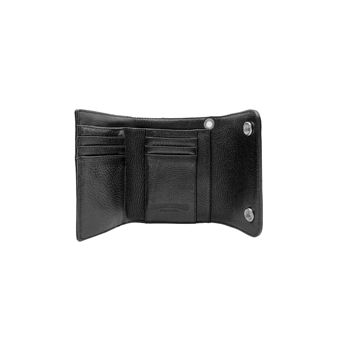 authentic chrome hearts 3 fold wallet - premium designer jewelry front view