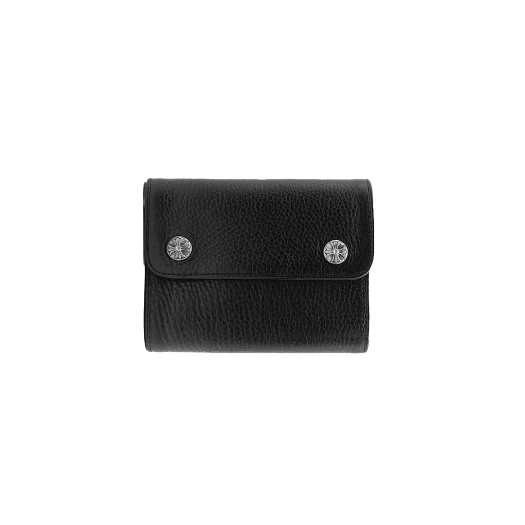 authentic chrome hearts 3 fold wallet - premium designer jewelry front view
