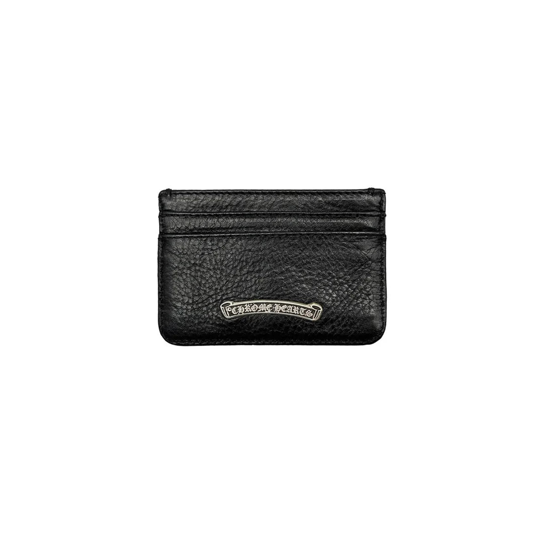 authentic chrome hearts card holder​ – black - premium designer jewelry front view