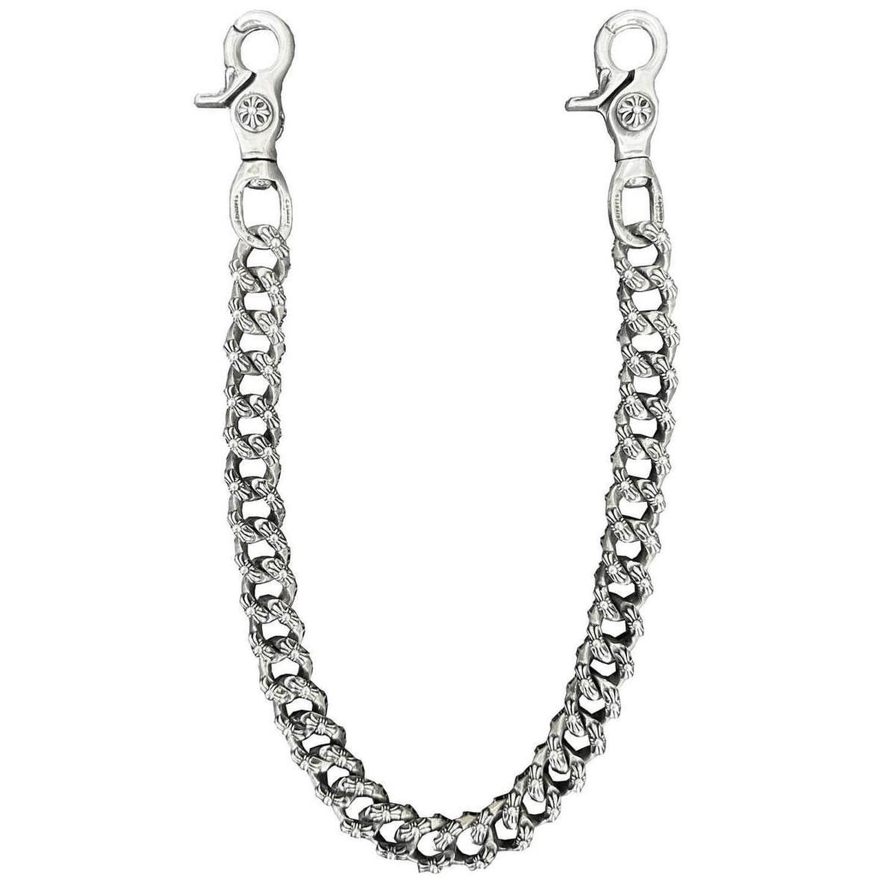 authentic chrome hearts fancy link wallet chain​ - premium designer jewelry front view