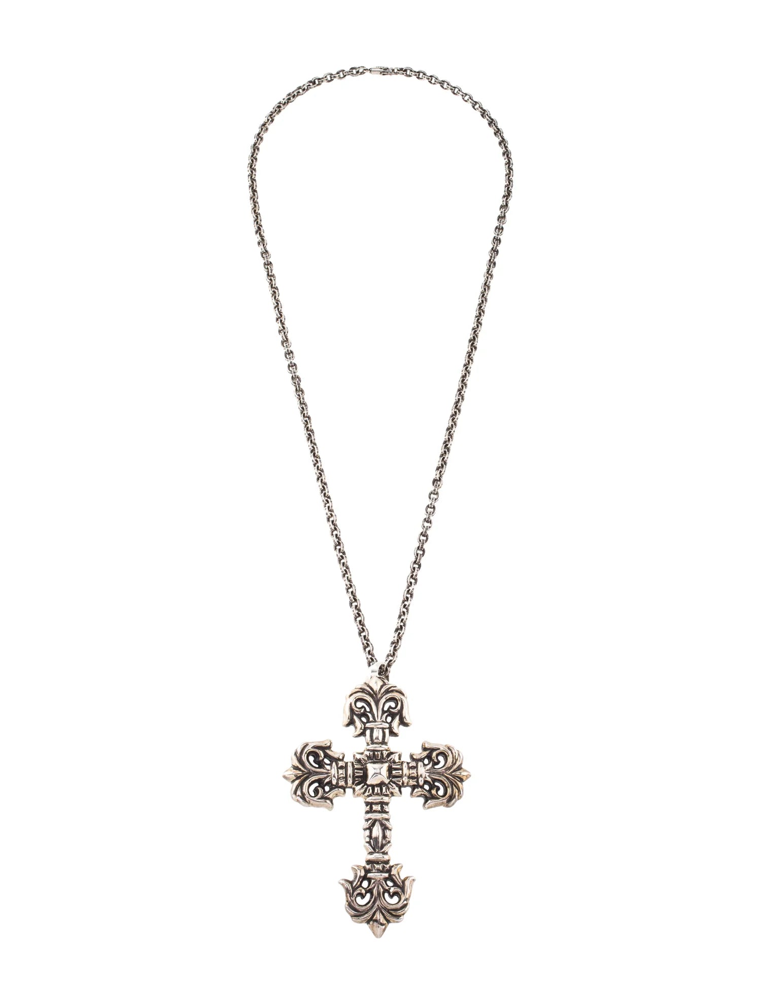 authentic chrome hearts filigree cross - premium designer jewelry front view