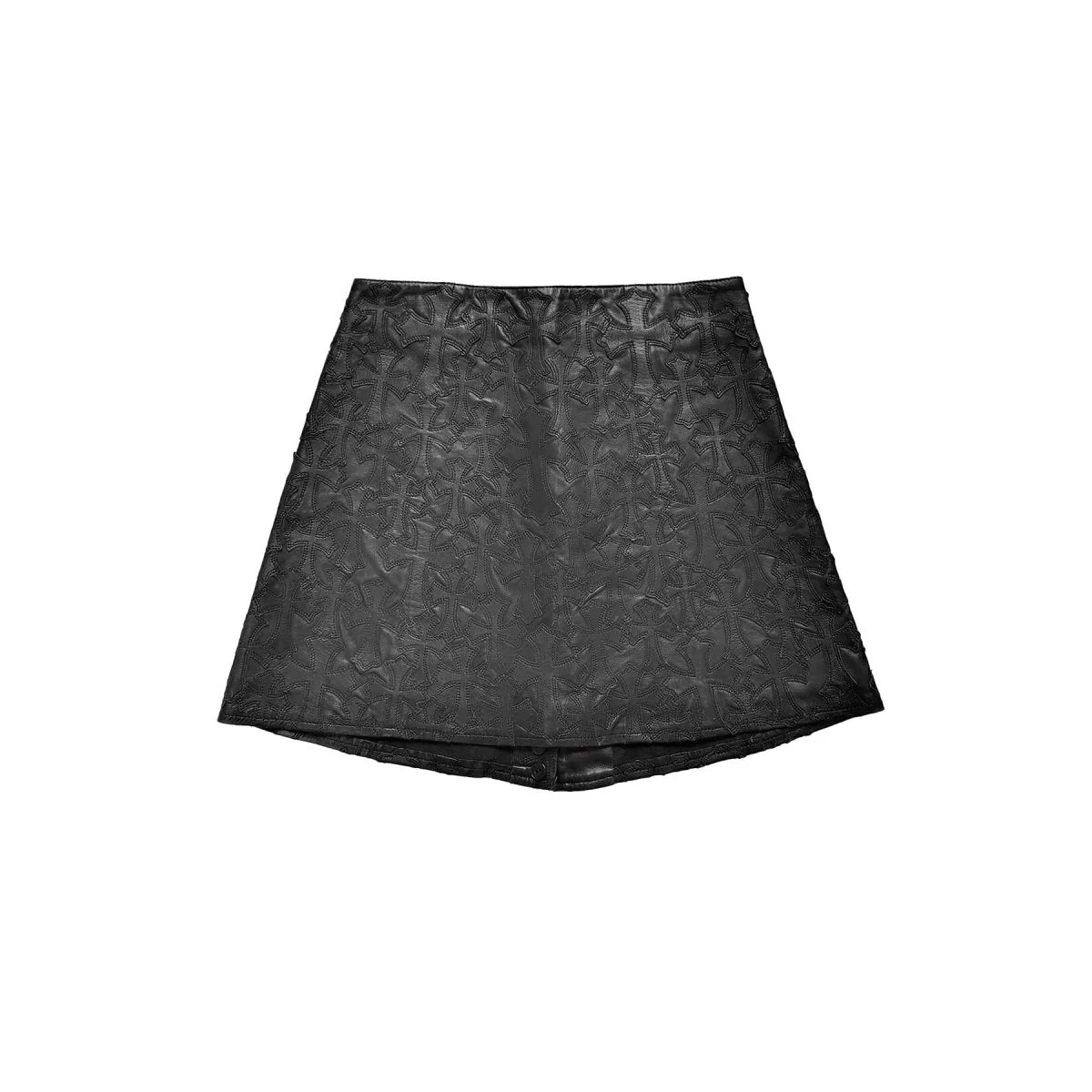 authentic chrome hearts leather skirt - premium designer jewelry front view