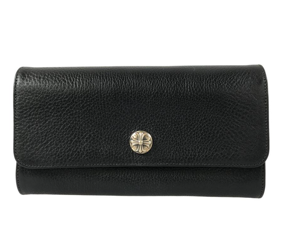 authentic chrome hearts long wallet - premium designer jewelry front view