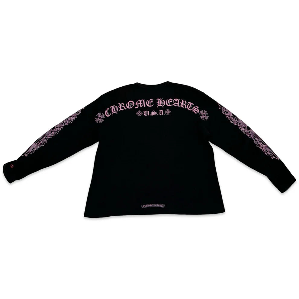 authentic chrome hearts pink thermal long sleeve​ - premium designer jewelry front view