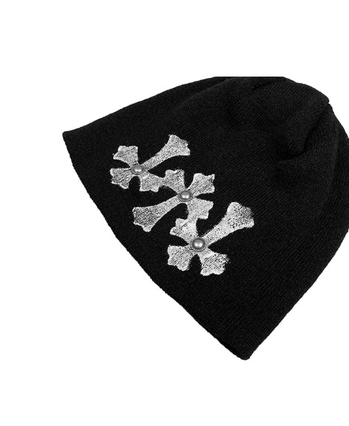 authentic chrome hearts triple cross beanie​ - premium designer jewelry front view