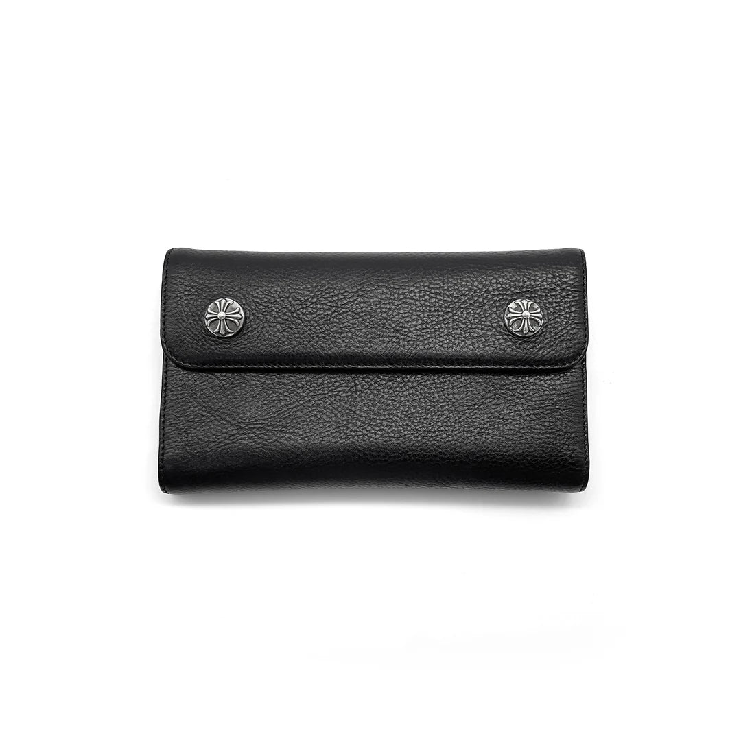 authentic chrome hearts wave wallet - premium designer jewelry front view
