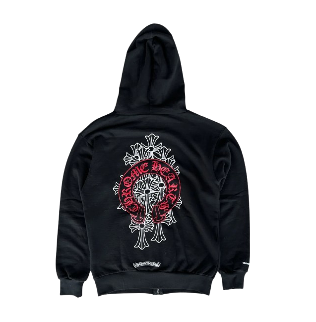 authentic chrome hearts with red dagger hoodie - premium designer jewelry front view