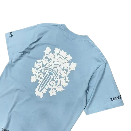 authentic dagger tee chrome hearts baby blue​ - premium designer jewelry front view