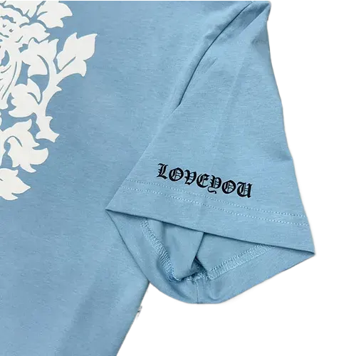 authentic dagger tee chrome hearts baby blue​ - premium designer jewelry front view