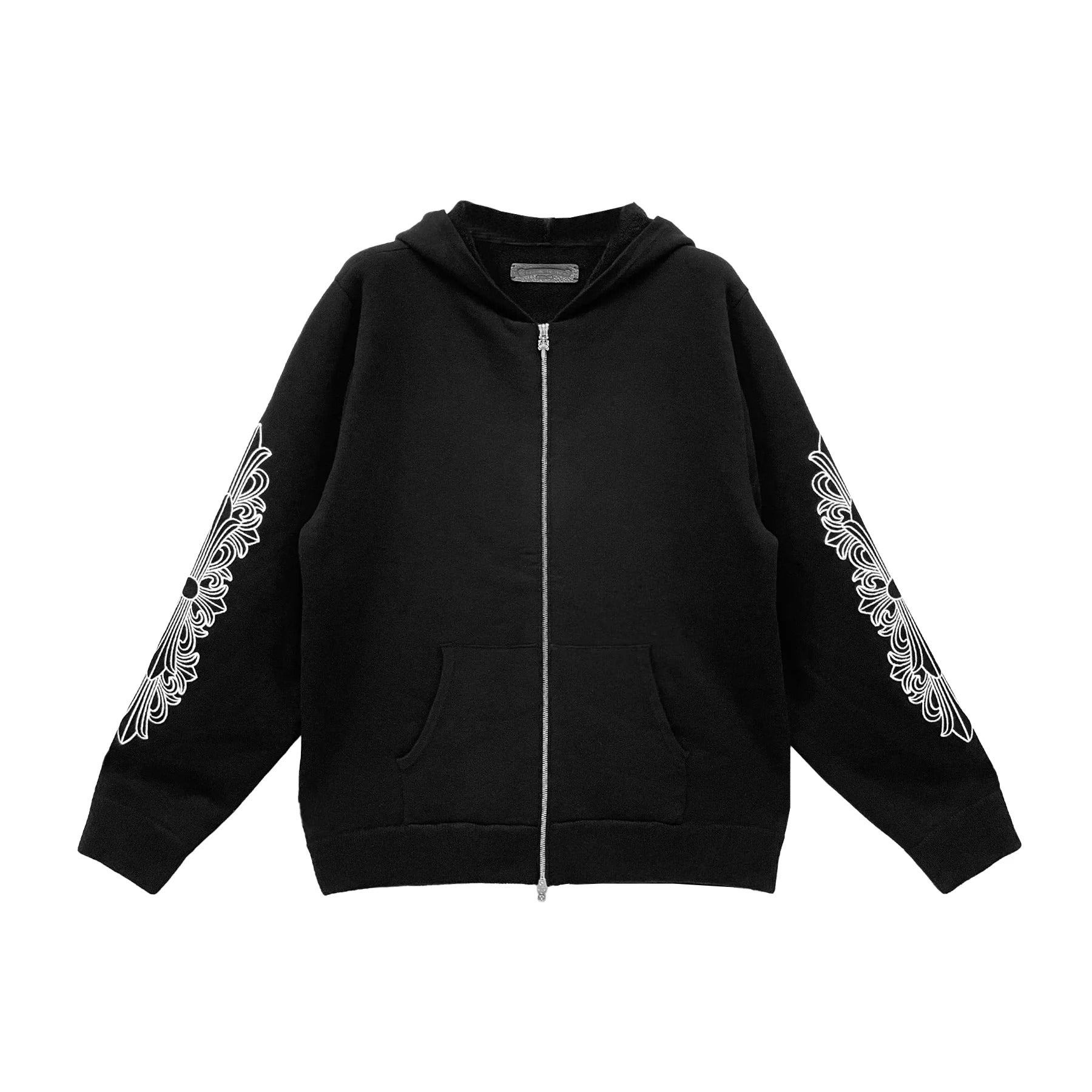 Chrome Hearts Floral Logo Zip Up Hoodie Black - Chrome Hearts