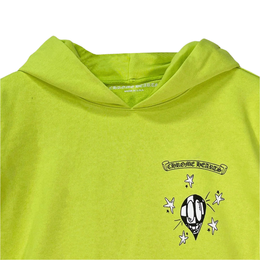 authentic green chrome hearts hoodie - premium designer jewelry front view
