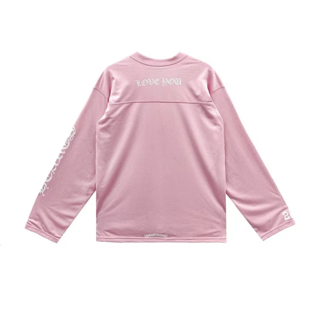 authentic pink chrome heart jersey - premium designer jewelry front view