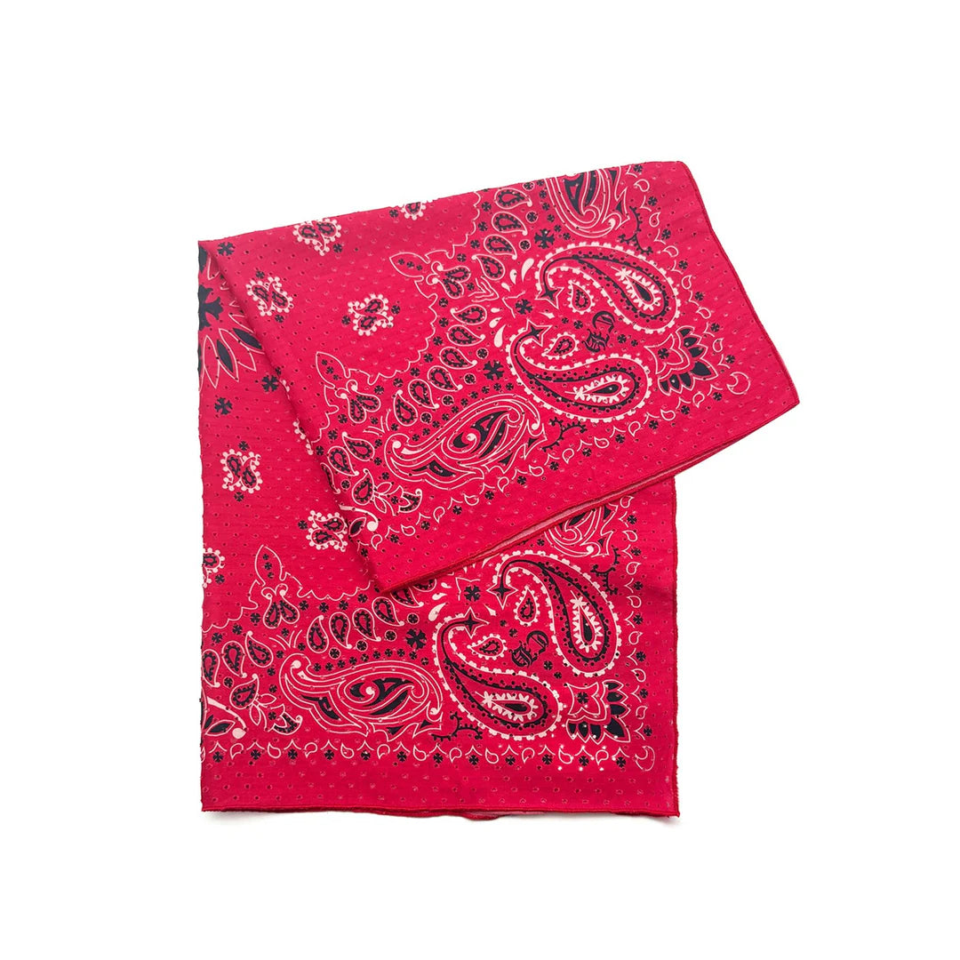 authentic red and white chrome heart scarf - premium designer jewelry front view